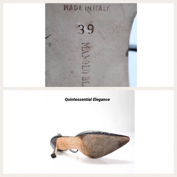 MANOLO BLAHNIK Gray Alligator D’Orsay Pumps - Picture 3 of 6